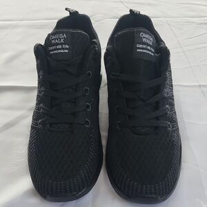 Omega Black Sneakers with Knitted Upper and Lightweight Sole